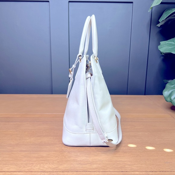 AUTH Prada Lux Promenade 2 way satchel in white Saffiano leather - Picture 5 of 13